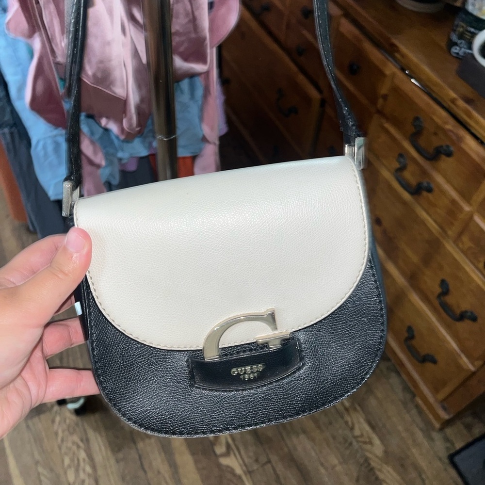 Guess Two-Tone Black and White Crossbody Bag